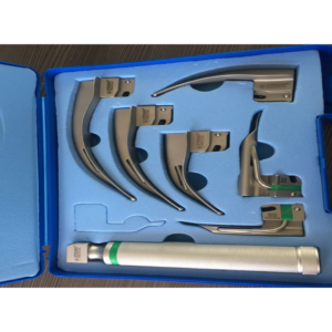 LARINGOSCOPIO LUZ LED CON 4 HOJAS CURVAS Y DOS HOJAS RECTAS CON ESTUCHE MARCA STRONG MEDICAL